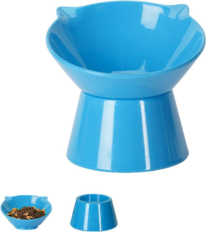 Detachable Elevated Cat Bowls, 15° Tilted Raised Cat Food Bowl Anti-Vomiting, Whisker Friendly, Adjustable Pet Cat Dishes for Protecting Spine, Adult Kitten (White)10