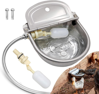 Automatic Water Dispenser for Dog Water Bowl Dispenser Large Size Stainless-Steel Waterer Feeder Self Filling Water Trough for Poultry and Livestock (Stainless Steel, Large)1