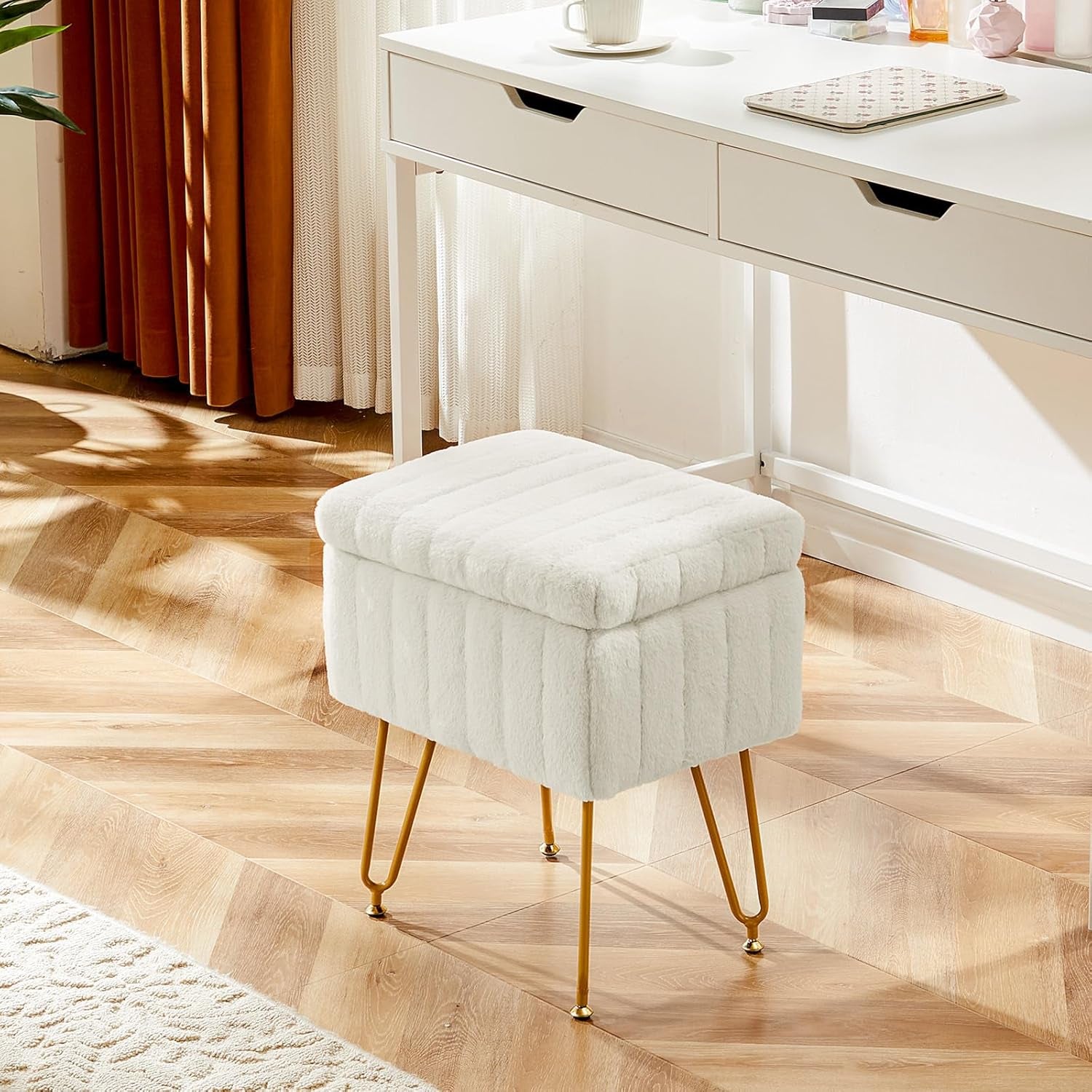 vanity-stool-chair-ottoman-with-storage-makeup-cute-soft-small-footstool-modern-style-faux-fur-seat-with-4-metal-legs-adjustable-feet-for-dressing-living-room-bedroom-dorm