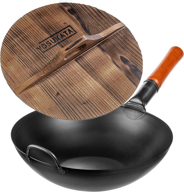 Carbon Steel Wok Pan 13,5“ with Premium Wok Cover 13,5 Inch Pan Lid1