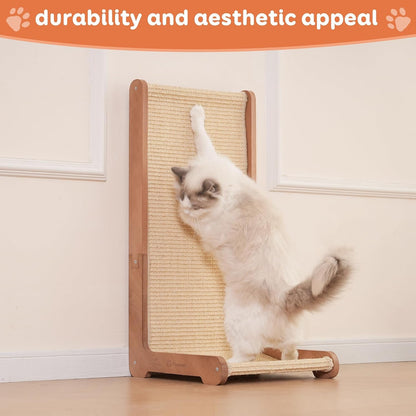 Sisal Cat Scratcher for Indoor Cats, Beechwood Base, Natural Sisal Woven Scratch Pad, Durable Scratching Post, Furniture Protector (L1)3