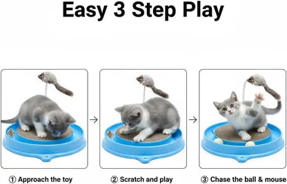 AUOON Cat Scratcher Toy with Ball Track for Indoor Cats and Kittens, Gray | 3 in 1 Interactive Cat Toy, Cat Scratch Pad with Cat Ball Toy and Cat Mouse Toy, for Chasing Exercise, Protect Furniture4
