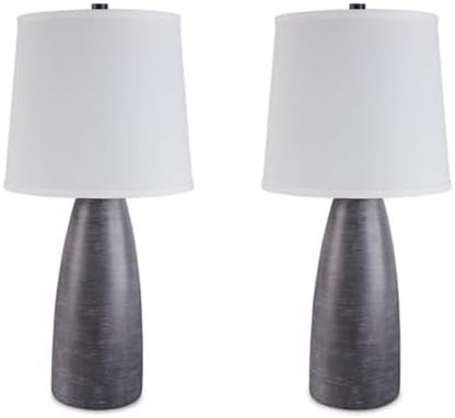 Signature Design by Ashley Shavontae Bedside Table Lamps Set of 2, Gray | Stone-Look Textured Gray Resin Bases, Adjustable 3-Way Switch Supporting up to 150W for Custom Ambiance8