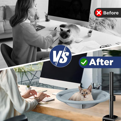 AIPERRO Cat Desk Bed - 360° Rotating & Height Adjustable Cat Hammock Perch, Sturdy Cats Bed for Desk with Removable Washable Cover, Supports up to 60Lbs, Perfect for Indoor Cats3