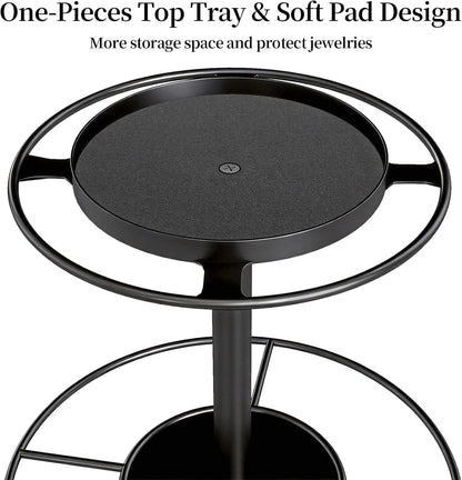 2-Tier Sunglass Organizer, Metal Glasses Stand with Storage Tray, Black | Sunglass Holder with Non-Slip Pad for Tabletop, Desk, Dresser, Hanging up to 9 Pairs Sunlasses/Reading Glasses2
