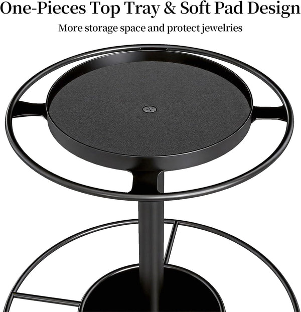 2-Tier Sunglass Organizer, Metal Glasses Stand with Storage Tray, Black | Sunglass Holder with Non-Slip Pad for Tabletop, Desk, Dresser, Hanging up to 9 Pairs Sunlasses/Reading Glasses2