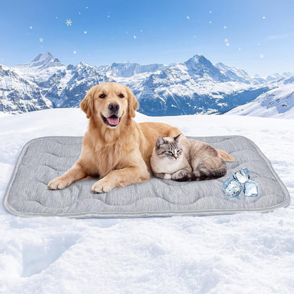 Dog Cooling Mat Q-Max>0.4 39.4" *27.6" Self Cool Pad for Dogs and Cats with Anti-Slip Bottom, Washable Portable Pet Sleeping Pad for Summer，Larger Size Grey8