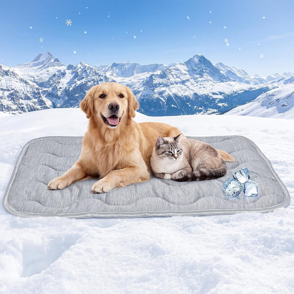 Dog Cooling Mat Q-Max>0.4 39.4" *27.6" Self Cool Pad for Dogs and Cats with Anti-Slip Bottom, Washable Portable Pet Sleeping Pad for Summer，Larger Size Grey8