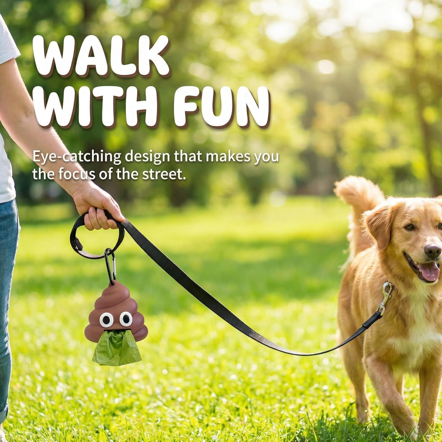 dog-poop-bag-dispenser-for-dog-leash-poop-shape-sturdy-holder-cute-and-unique-design-portable-for-dog-walking-comes-with-1-roll-15-waste-bags