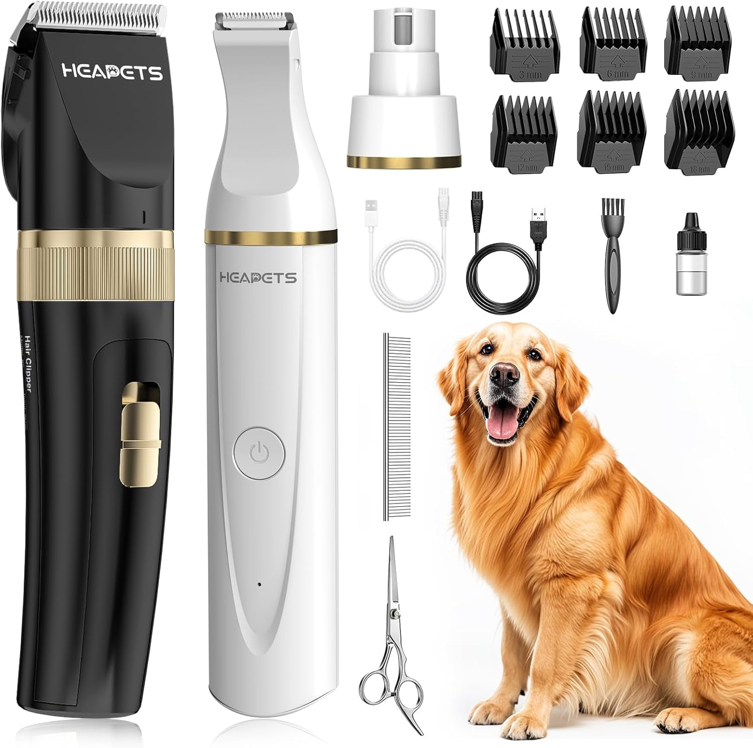 heapets-dog-hair-clippers-for-grooming-kit-and-dog-paw-trimmer-nail-grinder-for-grooming-low-noise-rechargeable-cordless-shaver-grooming-supplies-for-pet-cats-dogs-black-white