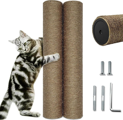 Cat Scratching Post Replacement Pole, 2 PCS 15.7In Cat Tree Replacement Post, Natural Sisal Cat Tree Replacement Parts with M8 Screws, Cat Scratch Post for Refurbishment (15.7In/40Cm)12