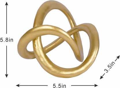 Modern Geometric round Sculpture Gold Knot Statue Decor Tabletop Sculpture and Figurines round Decorative Ornaments Knick Knacks Home Decor for Shelves Coffee Table Bookshelf Decoration Gifts6