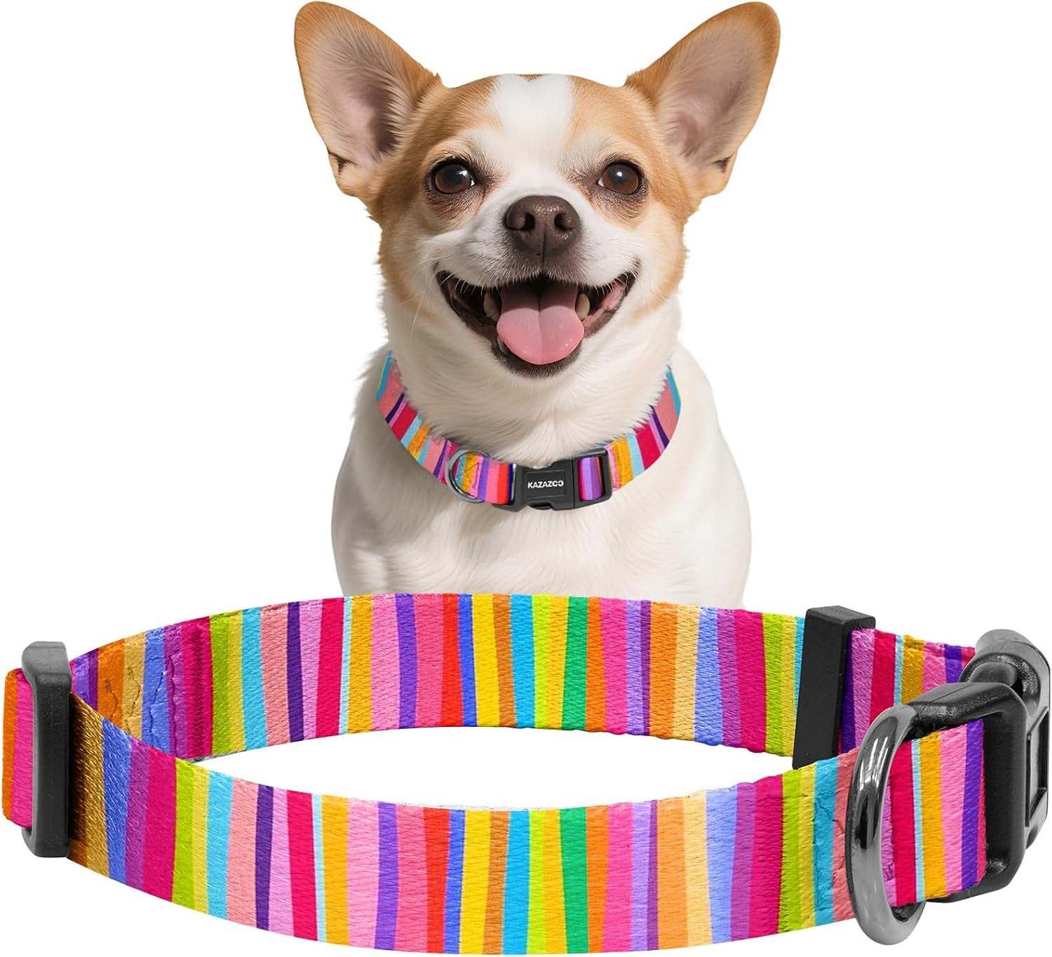 kazazoo-dog-collar-cute-and-soft-nylon-puppy-collar-girl-dogs-adjustable-purple-dog-collars-for-medium-dogs-purple-flowers-m
