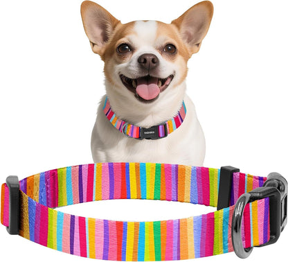 Kazazoo Dog Collar Cute and Soft Nylon Puppy Collar Girl Dogs, Adjustable Purple Dog Collars for Medium Dogs, Purple Flowers-M11