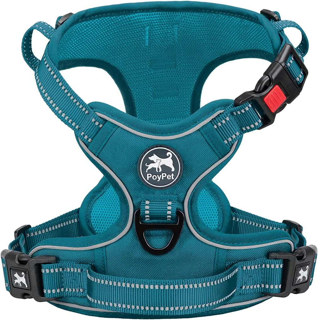 poypet-no-pull-dog-harness-no-choke-front-lead-dog-reflective-harness-adjustable-soft-padded-pet-vest-with-easy-control-handle-for-small-to-large-dogspink-medium