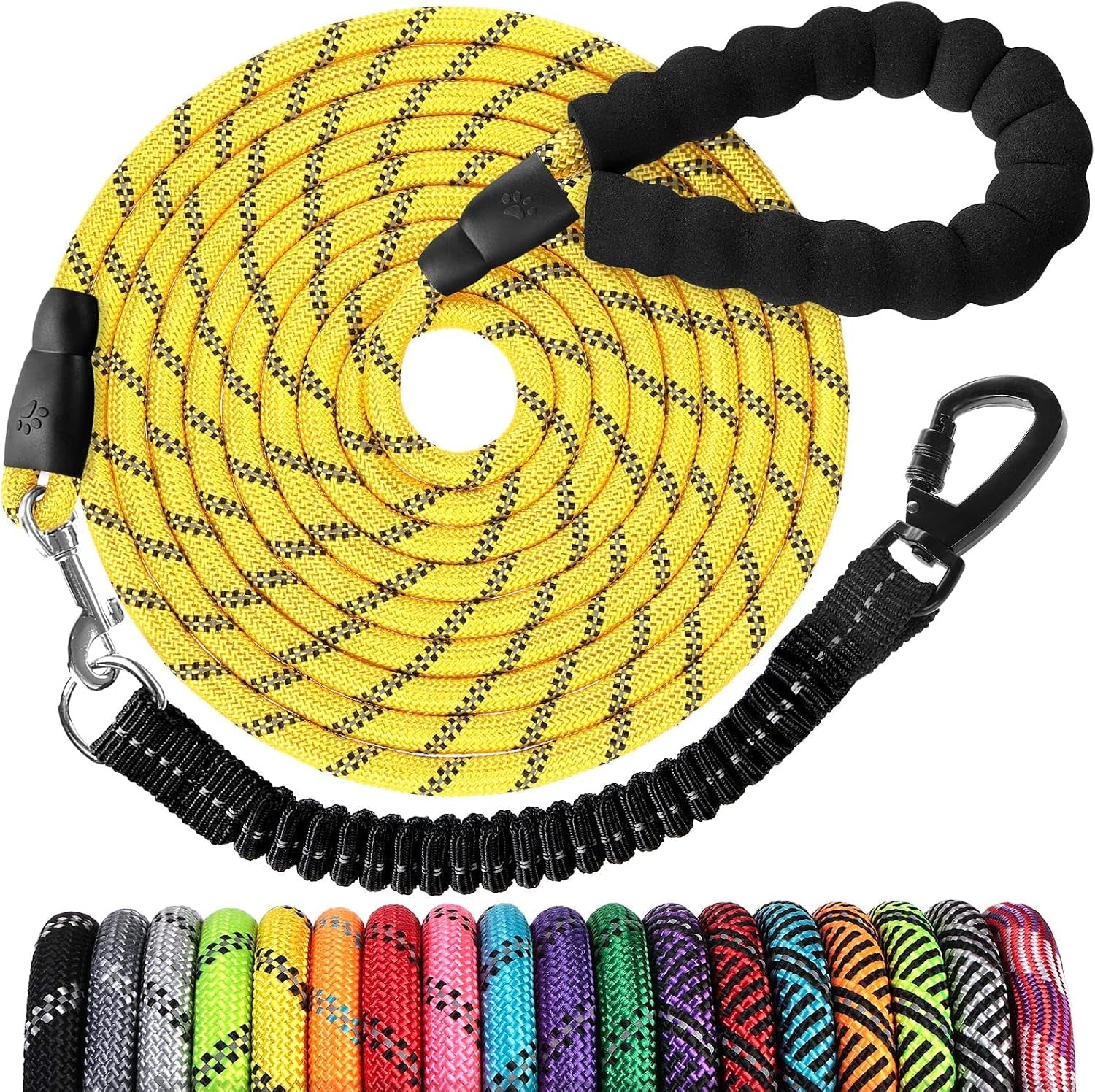long-dog-leash-15-ft-heavy-duty-rope-leashes-for-dogs-training-with-swivel-lockable-hook-reflective-threads-bungee-and-padded-handle-dog-lead-for-large-small-medium-dogs-outside-walking-hiking