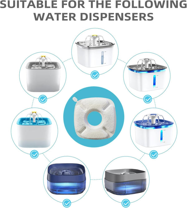 Cat Water Fountain Filter Pet Drinking Fountain Filter, Compatible with 67/95/135/85Oz Automatic Pet Dispenser, Triple Filtration Dog Fountain Filter, 4 Pack (4 Carbon Filters+4 Sponge Filters)3
