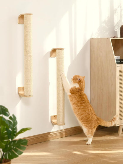 FUKUMARU Cat Wall Scratcher, 60" Tall Kitten Scratching Post | Natural Sisal Pole, Wall Mounted Climbing Tree for Indoor Large Cats6