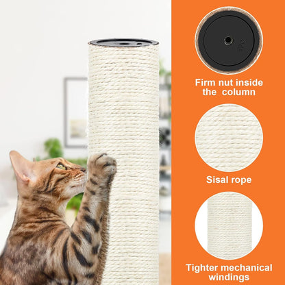 4 PCS M8 Cat Scratching Post Replacement, 15.7 X 3.1 Inch Sisal Pole Cat Tree Replacement Post with Screws, Refill Scratcher Posts for Indoor Kitten Tree Tower Spare Cat Furniture Protector4