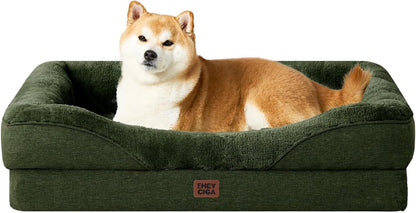 EHEYCIGA Orthopedic XL Dog Bed for Large Sized Dog, 42X30 Inch Extra Large Memory Foam Dog Couch Bed with Sides, Waterproof Liner & Washable Removable Cover, Bolster Pet Sofa, Grey35