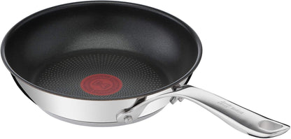 X Jamie Oliver Nonstick Coated Stainless Steel Pans 8", 9.5" & 11", Frypan Set Induction Compatible, Oven Safe up to 500°F, Chef'S Stainless Steel Skillet, Frying Pan, Silver | 3 Frying Pans 7.9/9.4/11 Inch, Titanium Non-Stick Coating, Suitable for Induction, Thermo-Signal, Riveted Handle3