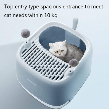 Dog Potty Training Toilet ﻿ Creative Cat Litter Box Fully Enclosed Drawer Top Entry Toilet Supplies Oversized Deodorant Pan (Blue)(Pink)8