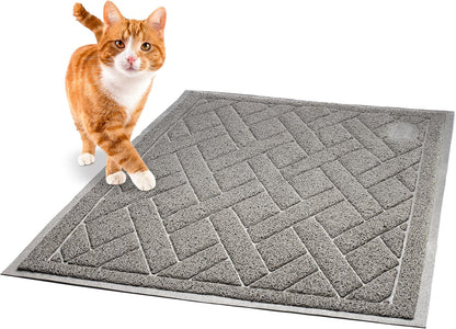 Pawkin Cat Litter Mat, Patented Design with Litter Lock Mesh, Extra Large, Durable, Easy to Clean, Soft, Fits under Litter Box, Litter Free Floors, Gray2
