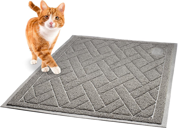 Pawkin Cat Litter Mat, Patented Design with Litter Lock Mesh, Extra Large, Durable, Easy to Clean, Soft, Fits under Litter Box, Litter Free Floors, Gray2