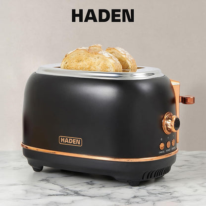 Haden Heritage 2 Slice Wide Slot Stainless Steel Toaster with Adjustable Browning Control & Non-Slip Feet, Black & Copper6