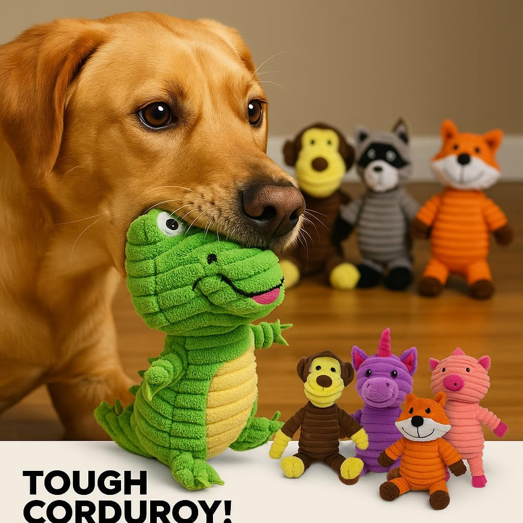 jalousie-plush-toys-assortment-value-bundle-puppy-pet-mutt-squeak-toy-for-medium-large-dogs-5-pack-corduroy