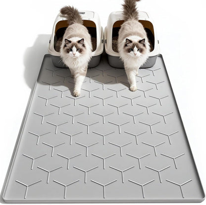 Garoopion Silicone Cat Litter Mat Large 40" X 28", Easy to Clean, Gray | Large Size Waterproof Silicone Mat with Raised Edges, Catch Litter, Protect Floor from Urine, Multi-Use for Dog/Sink/Kitchen1