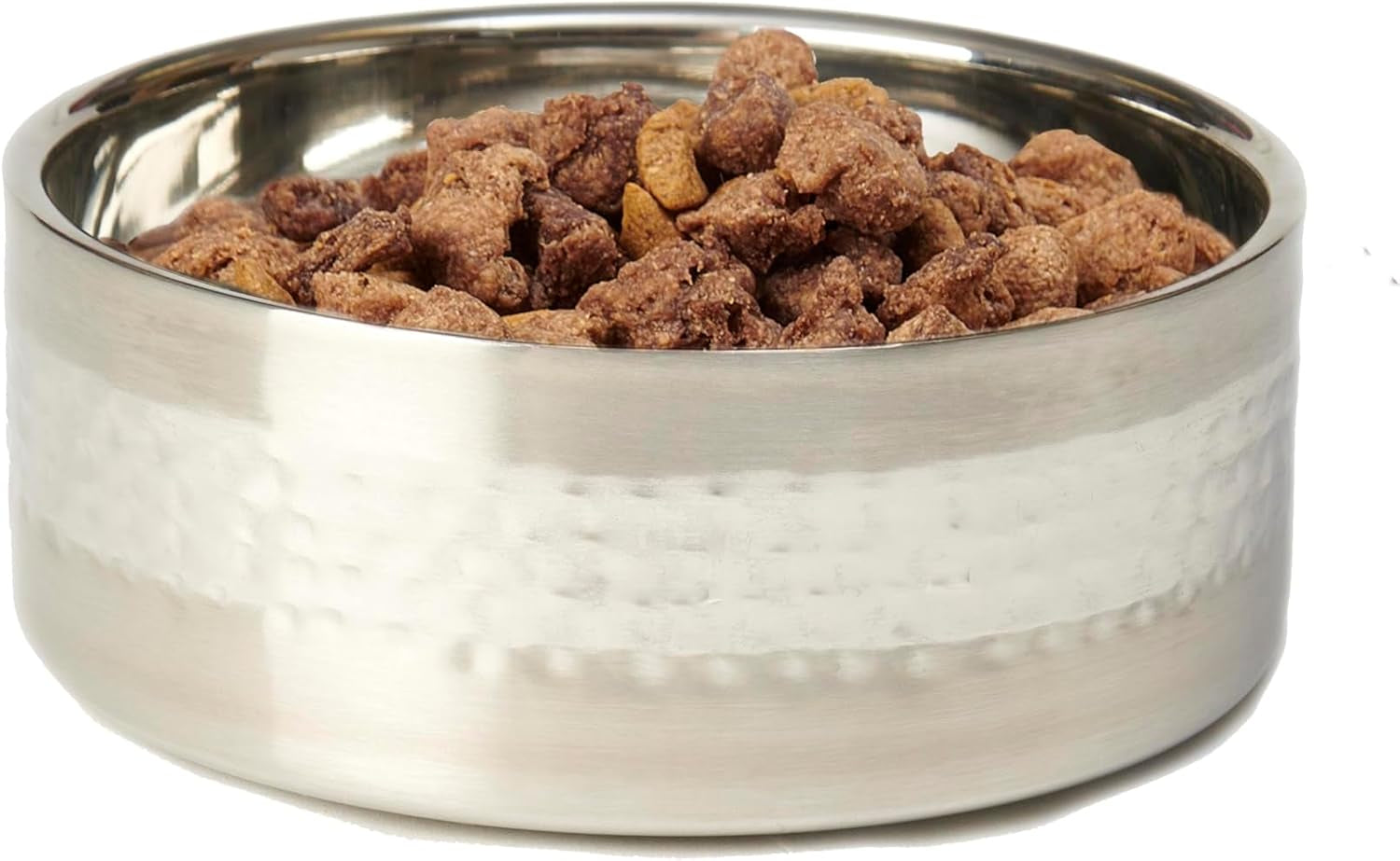 petrageous-18435-sanibel-stainless-steel-hammered-double-walled-dog-bowl-5-9-inch-width-and-2-44-inch-height-3-cups-capacity-metallic