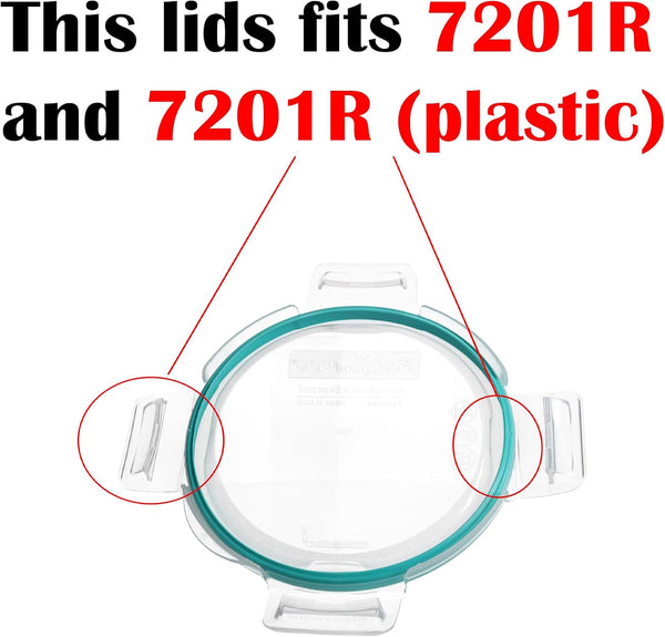 7201R-PC (4-Cup) Clear Lid with Teal Gasket (2-Pack) - Made in USA | Bpa-Free Construction | Freezer Safe | Top-Rack Dishwasher Safe | Reusable Design | Snap-Lock | Airtight Configuration5