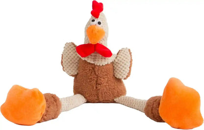 Godog Checkers Fat Rooster Squeaky Plush Dog Toy, Chew Guard Technology - White, Large13