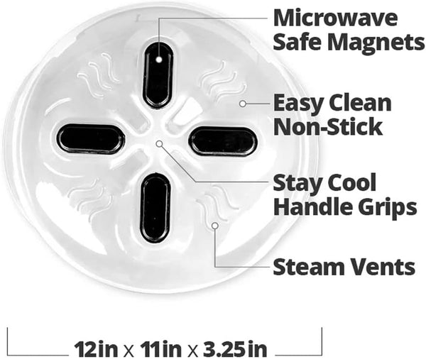 Magnetic Microwave Splatter Cover for Food - 12-Inch - Black | Bpa-Free Lid, Vented Plate Guard with Steam Vents, Anti-Splash Microwave Lid, Dishwasher Safe, Space-Saving Magnetic Storage9