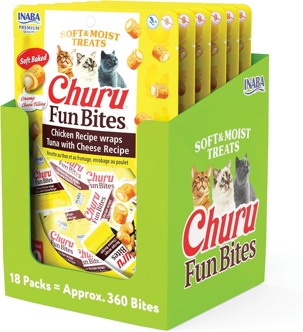 INABA Churu Fun Bites Chewy Cat Treats, Chicken, 18Ct | Immune Support, Antioxidant Support, 69% Moisture, Low Calorie, Grain-Free, Preservative-Free, 18 X 0.42 Oz Tetras Packs11