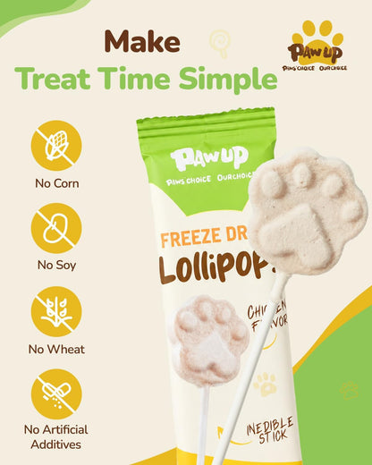 PAWUP Freeze Dried Chicken Cat Treats, High-Protein Cat Snacks, 10 Pack | Chicken First, High Protein, Interactive Feeding, Daily Rewards, Cat Lollipops Treat, Birthday Cat Treat, Interactive Feeding4