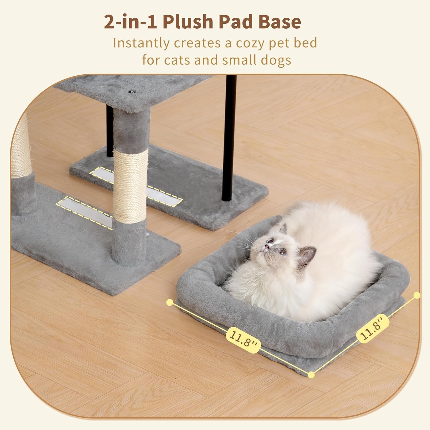 heybly-cat-tree-45-3-inch-cat-tower-for-indoor-cats-with-large-perch-all-in-one-cat-furniture-with-cozy-bed-hidden-space-cat-condo-comfy-hammock-scratching-posts-3-pompoms-light-gray-hct202sw