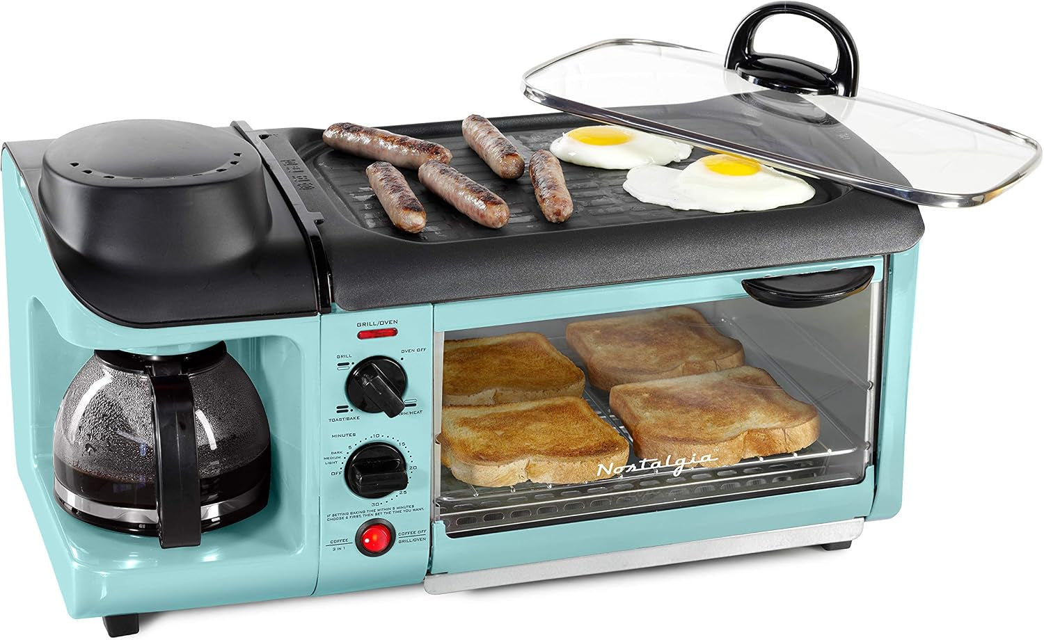 3-in-1-breakfast-station-includes-coffee-maker-non-stick-griddle-and-4-slice-toaster-oven-versatile-breakfast-maker-with-timer-aqua