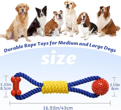 Aitmexcn Interactive Dog Rope Toys Tug of War, Tough Dog Toys for Large, Medium & Small Dogs, 100% Cotton Chew Toys for Boredom, Pull Ball Rope Teeth Cleaning2