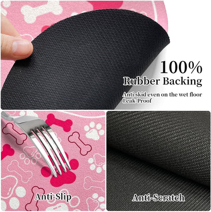 Dog & Cat Food Mat Bone Shaped Pet Feeding Mat Quick Absorb Water Bowl Placemat with Rubber Backing Indoor Floor Stain Resistant Pet Accessory Supplies (Light Pink Small, 12X18 Inches)4
