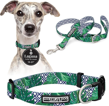 Lucky Love Dog - Easy Click Buckle Dog Collar with Leash Set Combo, Durable & Comfortable for Male & Female Dogs, Pet Collar for Medium Dogs, Secure Fit - Blackbird Combo, Medium68