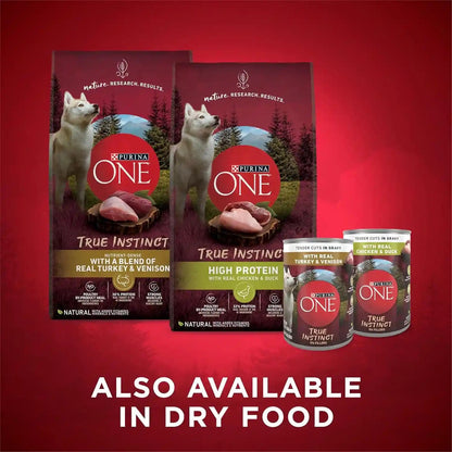 Purina ONE True Instinct Tender Cuts in Gravy with Real Turkey and Venison, and with Real Chicken and Duck High Protein Wet Dog Food Variety Pack - (Pack of 6) 13 Oz. Cans10