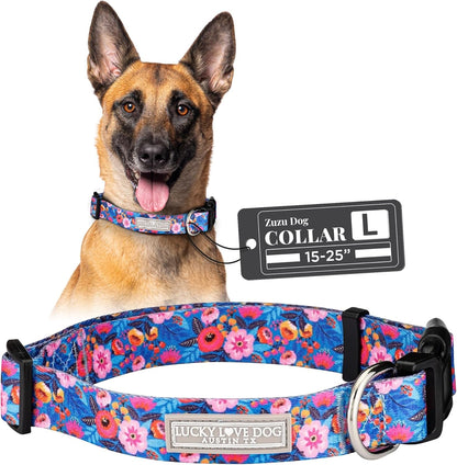 Lucky Love Dog - Easy Click Buckle Dog Collar with Leash Set Combo, Durable & Comfortable for Male & Female Dogs, Pet Collar for Medium Dogs, Secure Fit - Blackbird Combo, Medium74
