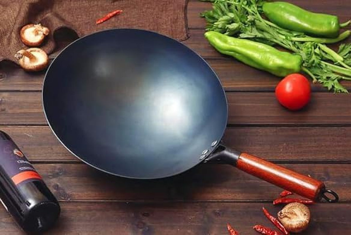 chinese-100-hand-hammered-iron-woks-stir-fry-pans-non-stick-no-coating-less-oil-black-pre-seasoned-chrome-black-14-2-inch