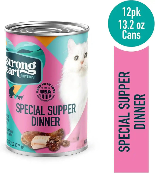 A Strong Heart Canned Wet Cat Food, Special Supper Dinner Pâté — Turkey, Whitefish & Liver — Complete & Balanced for Adult Cats, Made in USA — 13.2 Oz Cans, Pack of 122