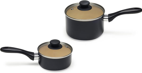 11-Piece Ceramic Non-Stick Pots and Pans Set, Dishwasher & Oven Safe, Easy Clean, Glass Lids, Black/Cream8