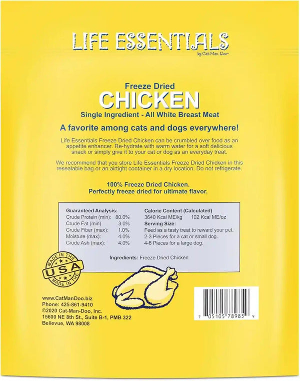 Life Essentials by Cat-Man-Doo | Chicken - 5Oz. Bag | Freeze Dried Chicken Cat & Dog Treats | Healthy, Single Ingredient, Training Treats, High Protein2