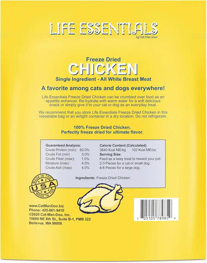 Life Essentials by Cat-Man-Doo | Chicken - 5Oz. Bag | Freeze Dried Chicken Cat & Dog Treats | Healthy, Single Ingredient, Training Treats, High Protein2