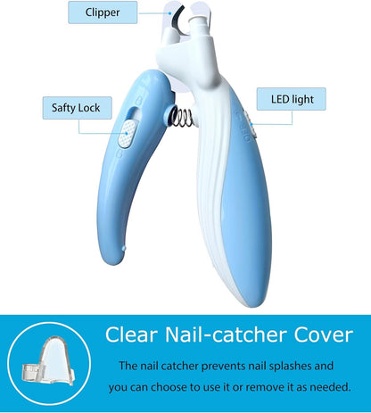 Cat Dog Pet Nail Clippers with Light, Llluminates Cat Dog Nails or Bloodline, Safety Pet Nail Clipper for Dogs, Cats, Rabbits, Sharp, No Nail Splitting(Blue)4